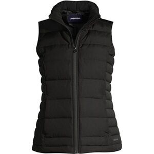 LANDS END WOMENS SMALL BLACK OUTWEAR DOWN PUFFER 600 VEST ZIPPER PADDED